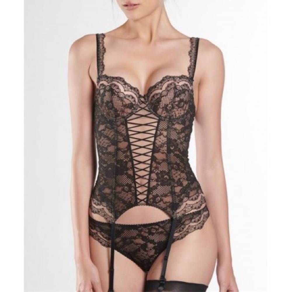 Aubade Soleil Nocturne Basque/Guêpière, 34D, NWT